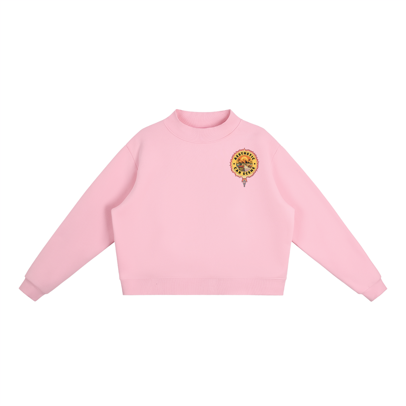 Essential Fleece Mock-Neck Crew Sweatshirt